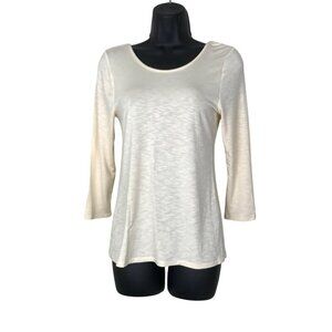Anthropologie Dolan Cream 3/4 Sleeve Low Back Very Soft Top Size S